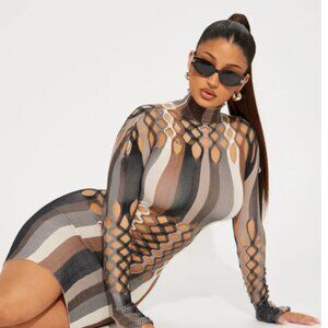 Clara Seamless Mini Dress - Brown/combo